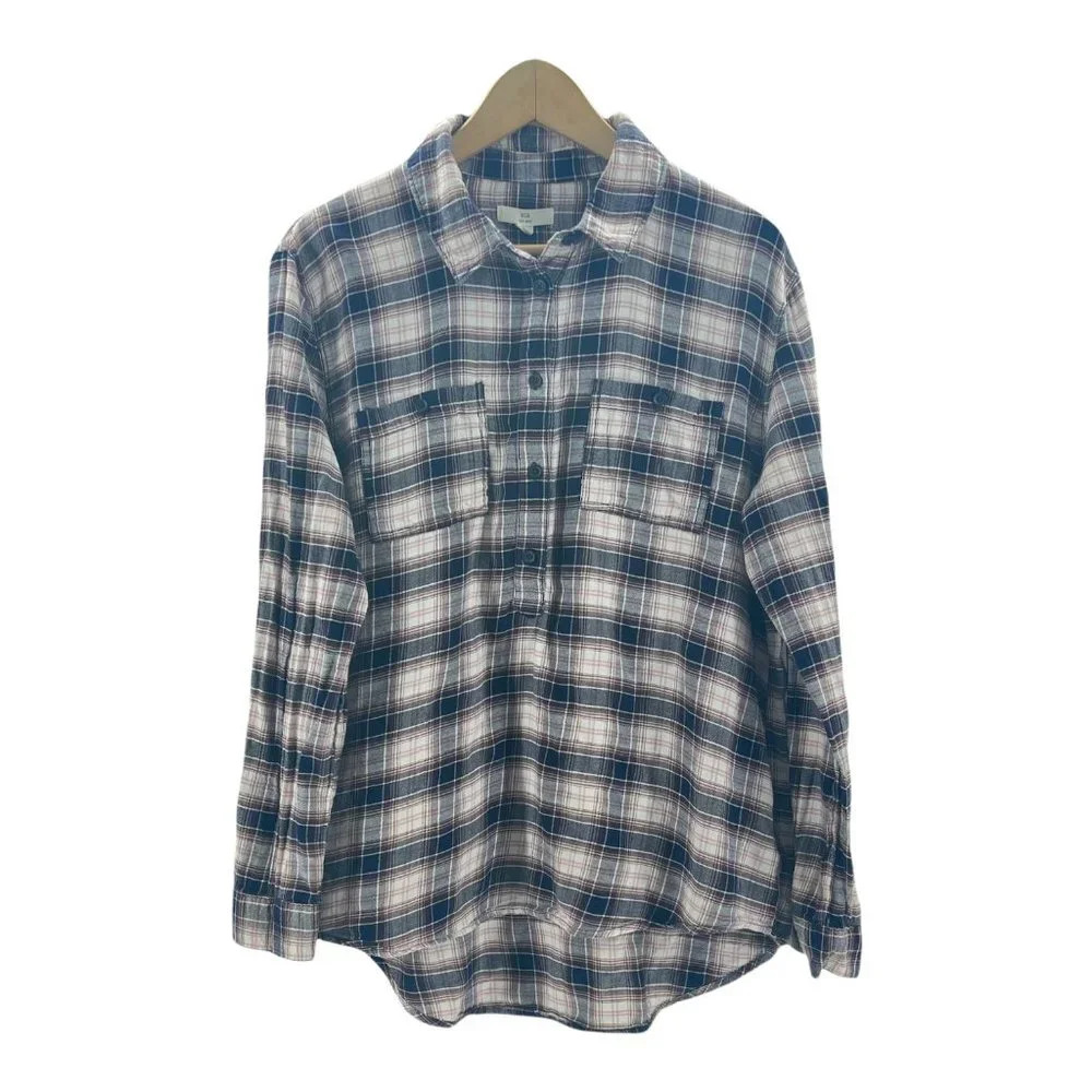 BLL Plaid Flannel Button Down Shirt w/ Pockets  Size M